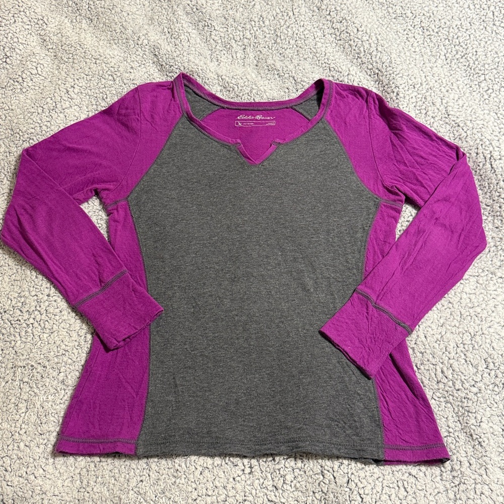 Eddie Bauer Magenta and Charcoal Raglan Top